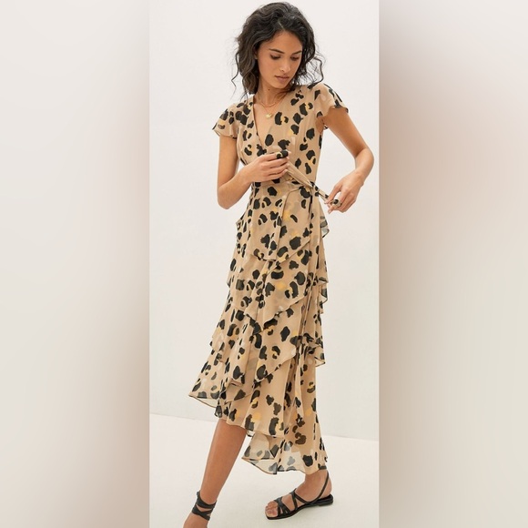 New Anthropologie Hutch Lala Leopard Wrap Maxi Dress - Picture 4 of 8